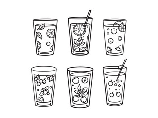 Fresh Lemonade Outline Vector Pack
