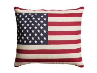 American flag pillow for home decor and patriotic celebrations on a transparent background, cut out