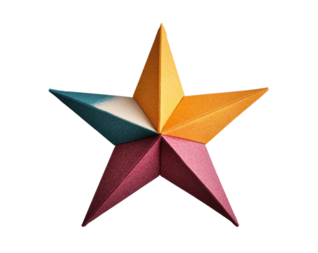 Colorful star decoration for celebration and festive occasions on a transparent background, cut out