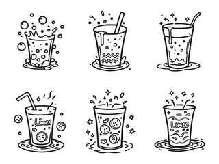 Lemonade Splash Outline Vector Collection