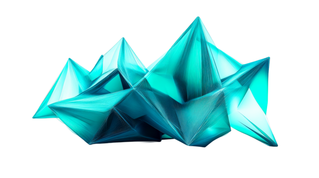 Turquoise Crystal Formation, Sharp Edges, Geometrical Shapes, cut out transparent
