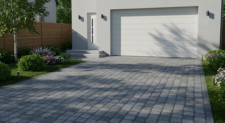 Paver Driveway Gray Block Stone