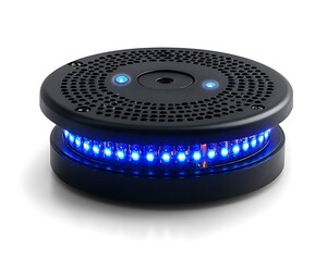 Fototapeta premium Circular device with blue LED lights