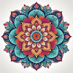 Colorful floral round mandala design