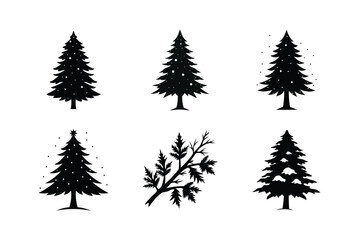 Cedar Tree Silhouette Vector Bundle | SVG  Clip art for Nature & Outdoor Designs
