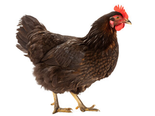 Fototapeta premium Majestic Brown Chicken Standing Tall on White transparent PNG Background