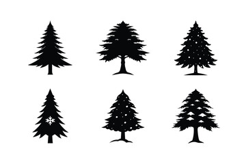 Cedar Tree Silhouette Vector Bundle | SVG  Clip art for Nature & Outdoor Designs