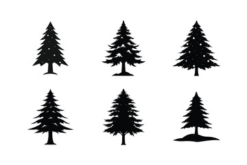 Cedar Tree Silhouette Vector Bundle | SVG  Clip art for Nature & Outdoor Designs