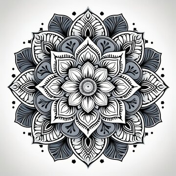 Round black and white mandala design
