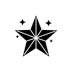 Obraz premium Solid 3D Star Icon Sharp Edges Minimal Black Style