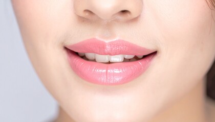 Fototapeta premium Soft focus of perfect pink lips and natural beauty