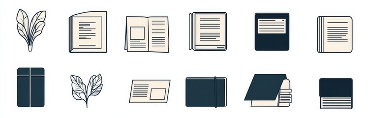 Modern icons are designated for various file formats and document functions