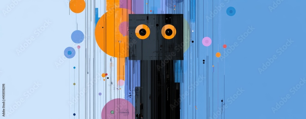 Poster a modern abstract digital background with circuits and shapes serves as the setting for a colorful g