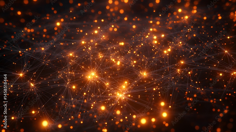 Aufkleber abstract network of luminous particles in dark space.