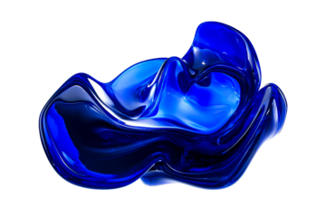 Fluid shape in translucent cobalt blue tone, cut out transparent