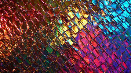 abstract grunge texture small blocks background of colorful paint holographic material,  highly reflective surface background