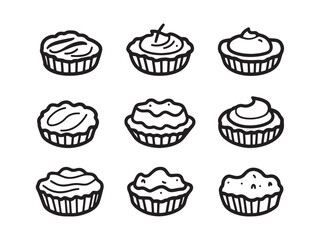 custard tart dessert vector line art for menu decoration