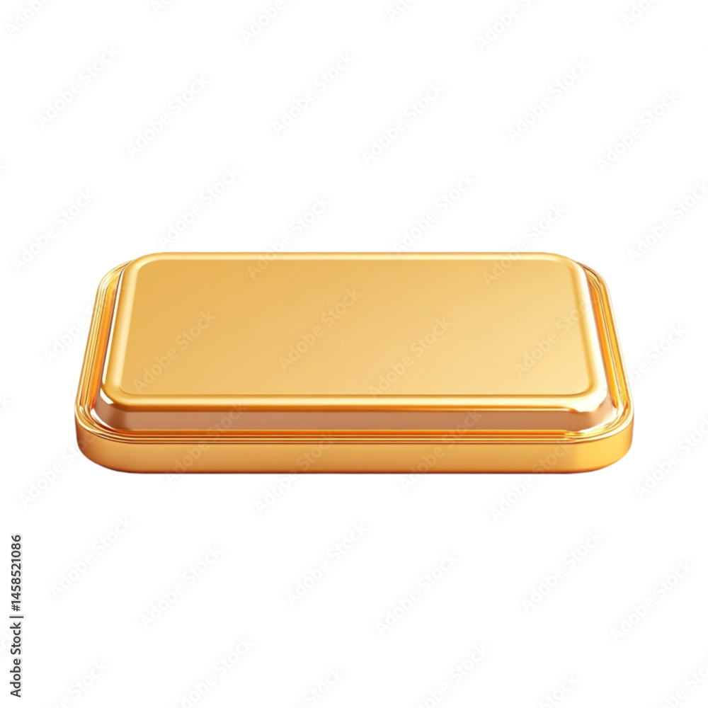 Poster golden rectangular box isolated on white background simple design