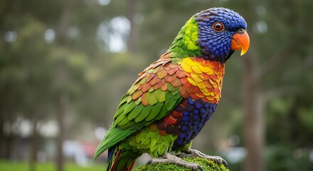 Obraz premium Colorful Parrot on Moss