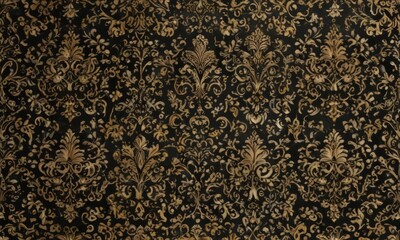 Black & gold damask, luxurious seamless pattern  Elegant, intricate design , black, baroque