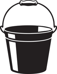Handled Bucket Silhouette Vector – Clean Black Utility Icon Vector Illustration