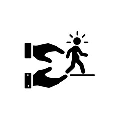 Symbolic Hand Guiding Person to Light Icon