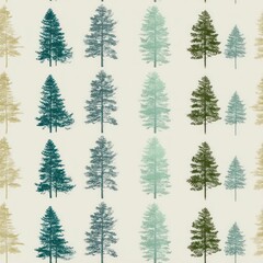 Obraz premium Seamless Pattern of Trees Nature Background Digital Design Tranquil Environment Aesthetic Viewpoint