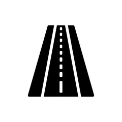 Highway Road with Dashed Lines Black Icon