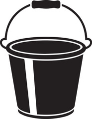 Handled Bucket Silhouette Vector – Clean Black Utility Icon Vector Illustration