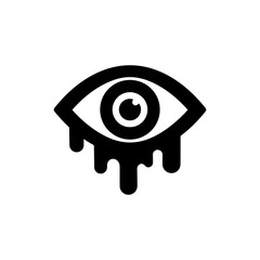 Obraz premium Black Icon of Crying Eye with Dripping Paint Tears
