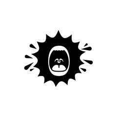 Open Mouth Screaming Icon with Paint Burst Style