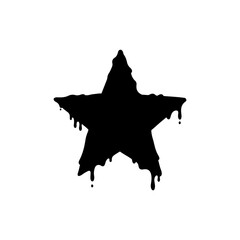 Star Icon with Uneven Borders and Drippy Fill - Black