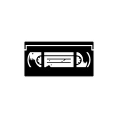 VHS Tape Icon with Scratched Label and Blots - Vintage Style
