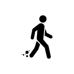 Walking Man Stencil Icon with Splatter Shadow - Black Filled