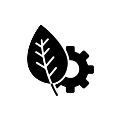 Leaf Gear Combination Icon Black Filled Glyph Line