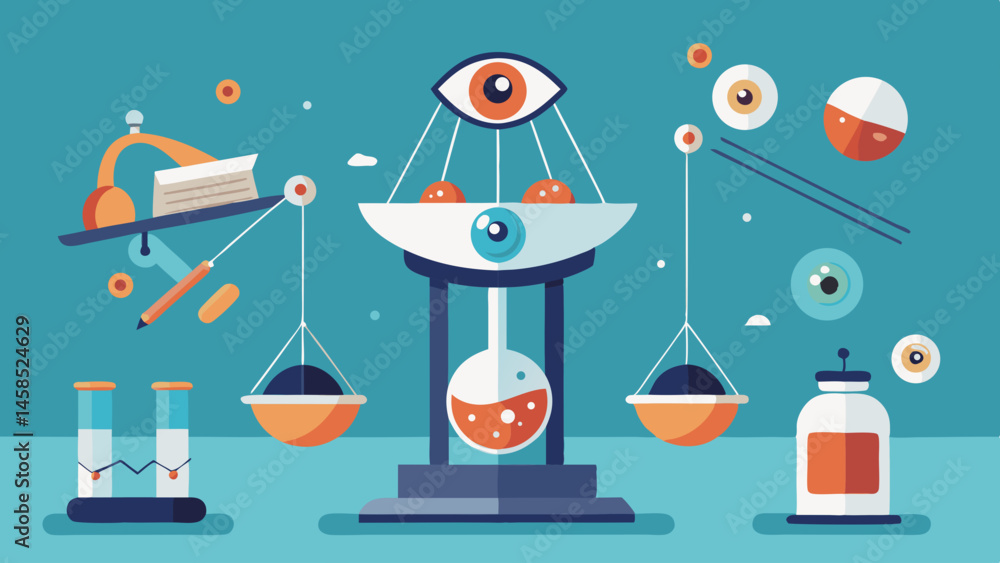 Poster the image is a colorful and abstract representation of a book, a pair of eyes, and a clock. the book