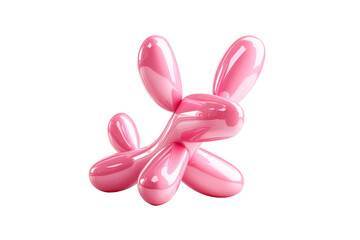 Pink Twisted Glossy Balloon Shape on Black, cut out transparent