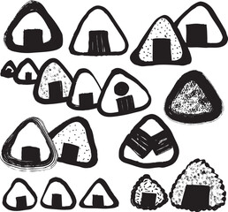 おにぎり　手書きの筆イラスト