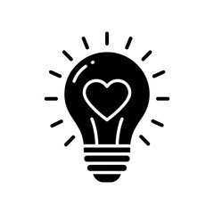 Glowing Lightbulb with Heart Inside Symbolizing Hope - Solid