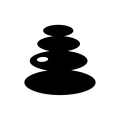 Solid Black Icon of Stacked Zen Stones Representing Balance and Calm