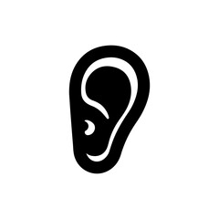 Simplified Ear Listening Symbolizing Being Heard Flat Black