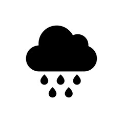 Rain Cloud Icon with Three Drops Falling Down Black Filled Symbolizing Weather