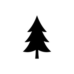 Fototapeta premium Pine Tree Icon with Sharp Edges and Simple Trunk - Black Filled