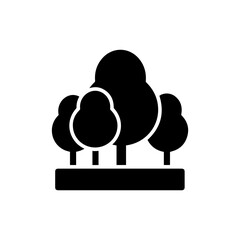 Treetop Icon with Multiple Rounded Trees in Line - Black Filled