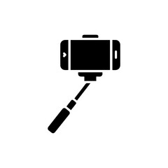 Selfie Stick with Phone Attached Icon - Black Filled