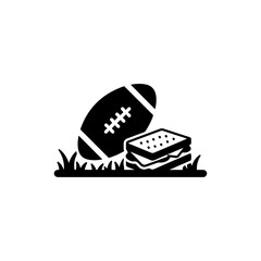 Football and Sandwich on Grass Icon