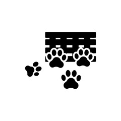 Paw Prints Near Picnic Mat Icon - Black Design