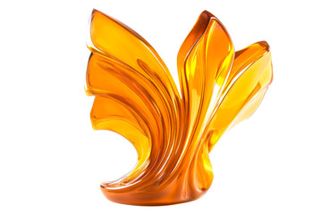 Amber translucent abstract shape with curves and shine, cut out transparent