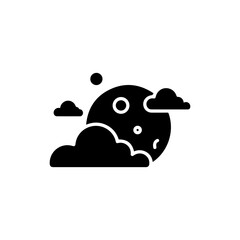 Planet Behind Clouds Black Filled Icon - Peeking Minimal Skyline
