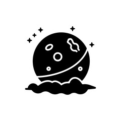 Planet Emerging from Darkness Black Filled Icon Lit Edge Minimal Design